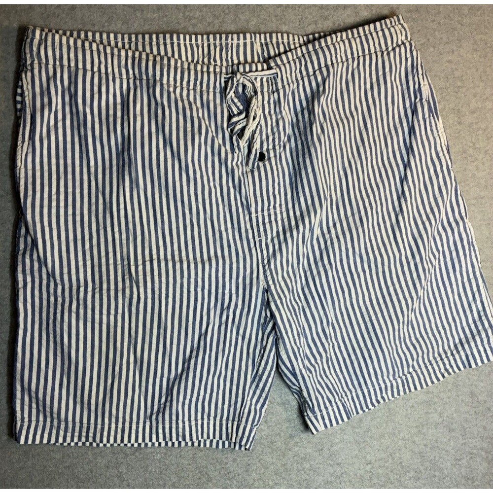 US Polo M Short Sz L Cotton Blue Stripe Nautical Coastal Preppy Summer Lounge